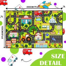 Kids Carpet Playmat Rug - Car Carpet for Kids 5x7 Feet, Large Educational Play Mat Town Traffic Road Map Rug City Life Car Mat for Kids Toy for Bedroom Classroom Nursery Room