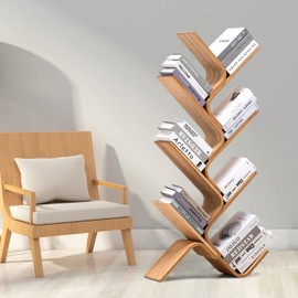 NA 7-Tier Bamboo Tree Modern Bookshelf, Creative Curved Standing Bookcase Rack Book Storage Organizer Shelves, Display Floor Book Shelf Space Saver for Home Office Living Room Bedroom