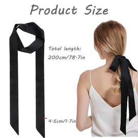 QIUMING 5 cm x 200 cm Women's Satin Belt Women's Waist Tie Women's Skinny Belt for Dresses Women's Satin Belt Silk Ribbon for Dresses Jeans Decoration of Hats or Hair, black