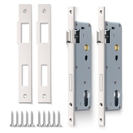 Bwintech 2 Pcs Stainless Steel 9240 Mortice Lock, 92MM Center 40MM Backset Lock Body, Satin Nickel Frame Door Lock for Internal and External Doors