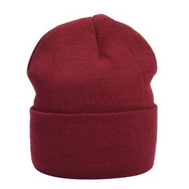 MASADA Women's and Men's Beanie Winter Hat, Burgundy Red