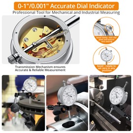 Neoteck Dial Indicator Gauge with Magnetic Base – 0-20mm Range, 0.01mm Precision, 40kg/90lbs Magnetic Stand – Industrial Precision Measuring Tool for Machining, Alignment, Engineering Workshop