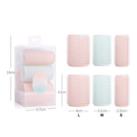 Uymaty Hair Rollers, Salon Hairdressing Rollers, 6 Pieces Self Grip Hair Rollers Set with 3 Sizes, Salon Hairdresser Curling Tool Curling and Styling Long Hair, Short Hair and Fringe