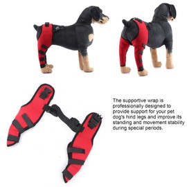 Dog Knee Brace, Leg Brace Ligament Injury Joint Pain and Muscle Sore Adjustable Rear Support for Knee Cap Dislocation Pet Knee Brace Recommended for Dog (M/Red)
