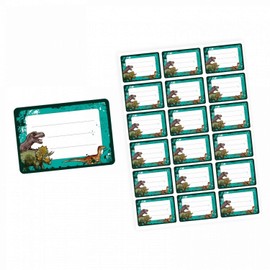 72 Blank Labels Dinosaur T-Rex Green Black - 64 x 45 mm - Name Labels Boy School Sticker