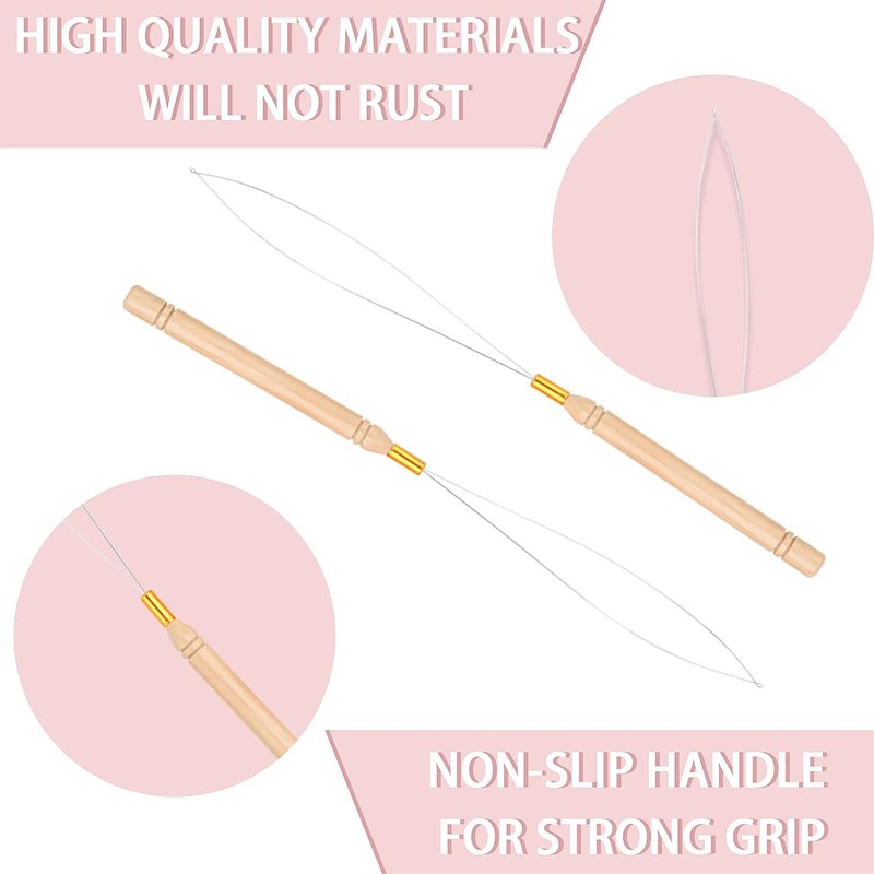 5 Hair Extension Loop Threaders Pull Hook Tool Micro Loop