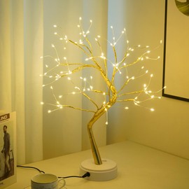Kinamy Kinamy LED Baum Lichter, LED Lichterbaum, Baum Licht Warmwei? Verstellbare ?ste, 108 LED Baum Lampe Dekobaum Belichtet Baumbeleuchtung Innen Deko,USB/Batteriebetrieben