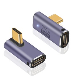 Poyiccot USB C Adapter [240W Fast Charging & 40Gbps High Speed Data Transfer & 8K @ 60Hz Video Output] USB C Right Connector Extension USB Type C L-Shape Converter Adapter with LED Light Compatible
