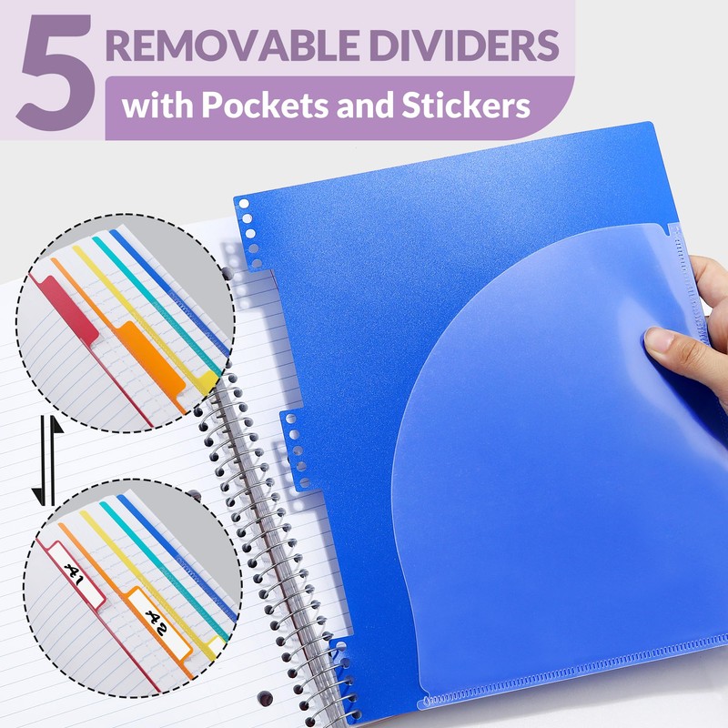 SUNEE 5 Subject Notebook College Ruled - 400 Pages, 9"x11",