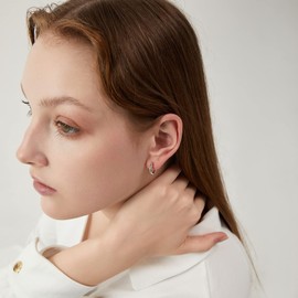 ZHOU LIU FU Hoop Earrings 925 Silver Small 16-30 mm Earrings Silver 925 Medium Hoop Earrings Gold Large Earrings Gold-Plated 18 K with Jewellery Shatters Anniversary Birthday for Women Men Couple