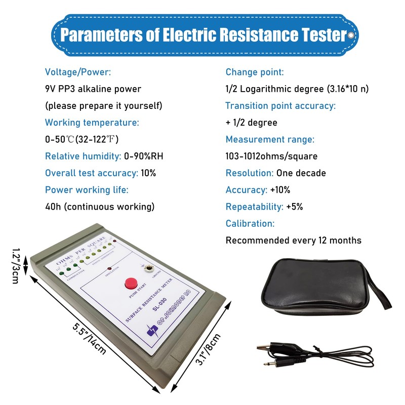 INTSUPERMAI ESD Electric Resistance Tester Surface Earth Resistivity Meter SL-030