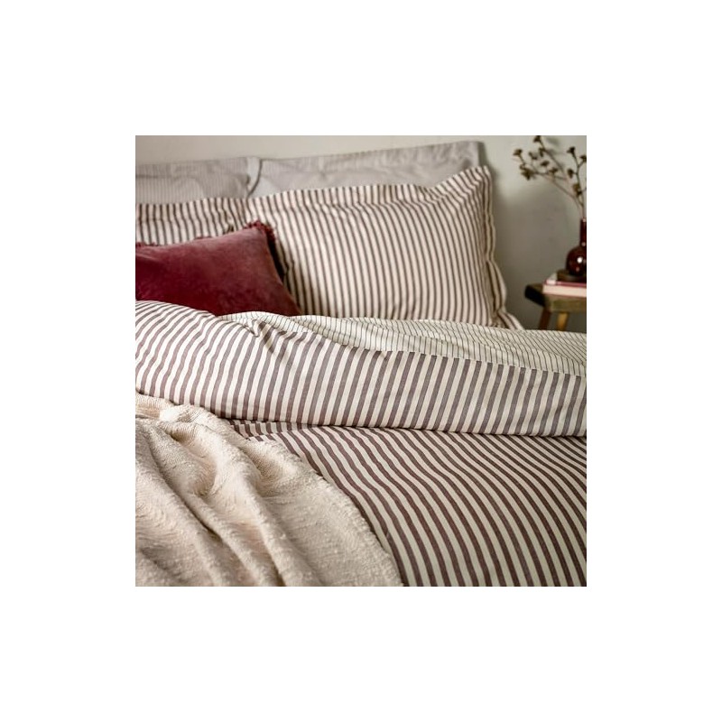 Yard Hebden Mélange Stripe Pillowcases – 100% Cotton Breathable Oxford
