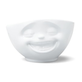 FIFTYEIGHT PRODUCTS TASSEN XL Porcelain Bowl, Laughing Face Edition, 33 oz. White (Single Bowl)