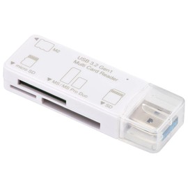 Ohm Denki Multi-Card Reader, Supports 49 Media, USB3.2Gen1, White, PC-SCRWU303-W, 01-3968 OHM USB Type-A Connector Connection