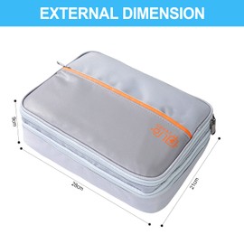 Romon Cable Bag, Waterproof Cable Organiser Bag with Wrist Strap, Universal Cable Bag Organiser (Grey), Grey-3 layers (28 x 9 x 21 cm), 3-layer pocket