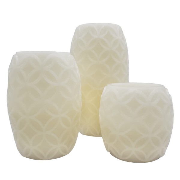 LumaBase Battery Operated Textured Wax LED Candles - Set of