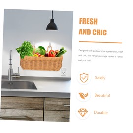 SHOWERORO Wall Hanging Woven Basket for Kitchen Storage Retro Imitation Rattan Hanging Basket for Fruits Vegetables and Eggs Stylish Home and Practical Organizer Large Brown