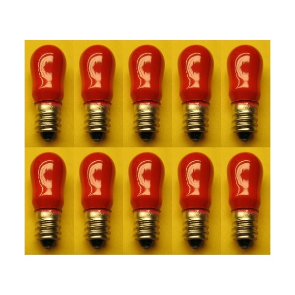 CEC Industries #6S6CR/120V (Red) Bulbs, 120 V, 6 W, E12 Base, S-6 shape (Box of 10)