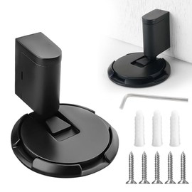 Dayinkes Magnetic Door Stopper, Punch-Free Mechanical Floor Door Stop, Heavy Duty Door Stoppers, Adjustable Silent Magnetic Door Catch Holder, for Door Bottom (Black)