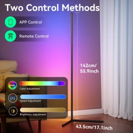 Daybetter L Shape 5050 RGBIC LED Smart Corner Floor Light with Multi-color App Control Smart Home Furniture 1packColor: Black, Lamp Power(W): 10W