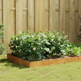 Gecheer Raised Garden Beds Outdoor Garden Raised Bed 39.4"x39.4"x10.2" Corten Steel