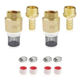 Yovslop 1/2" Filter Brass Foot Check Valves with Hose Connection, Stainless Steel Filter, Easy to Use, Silver, Gold