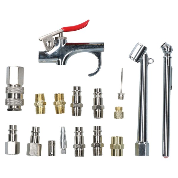 17pc Euro Air Tool Compressor Air Line Fittings Accessory Kit