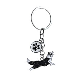 BT Bear Dog Key-ring Keychain,DO ID Tag Cute Metal Dog Keychain Keyring Keyfob Bag Charm,Border Collie