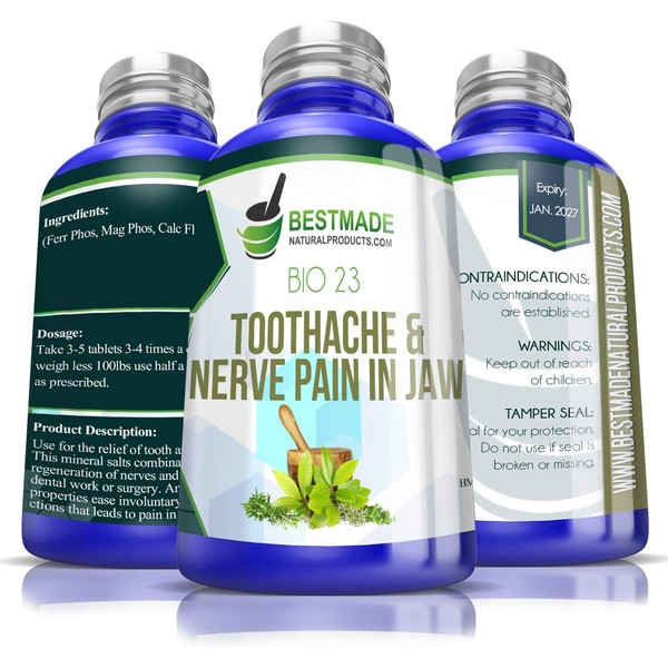 Toothache & Nerve Pain in Jaw Bio23, 300 pellets, for Relief of Trigeminal Neuralagia Associated Muscle Spasms, Painful Cavities, Tooth Sensitivity and Pain After Dental Work