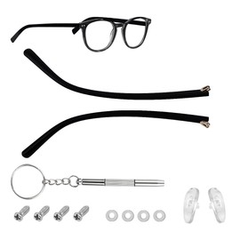1 Pair TR90 Bright Black Glasses Replacement Arms Glasses Double Convex Teeth 5mm Replacement Temple with Screws, Screw Washers and 3-in-1 Screwdriver (Frosted Black 5mm)