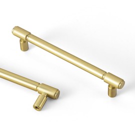 Goo-Ki 6 Pack Brushed Brass Drawer Pulls Kitchen Cabinet Hardware - 5.04"(128mm) c-c Modern Dresser Furniture Handles for Bar Cupboard Bathroom Closet Wardrobe,2231XT-128