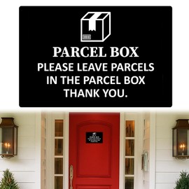 Parcel Sign, Parcel Box Sign, 1PCS Black Please Leave Parcels Here Signs 15 x 10 cm, Aluminum Plaqu Parcels Sticker PLEASE LEAVE PARCELS IN THE PARCEL BOX THANK YOU (Black)