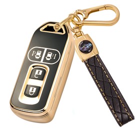 [Unhoke] N-Box Key Case, N Series, JF1, JF2, JF3, JF4, Key Cover, Nbox Smart Key Case, Keychain, Luxury, Lightweight, Scratch-Resistant, TPU, 4 Buttons, Fashionable, Gold Black