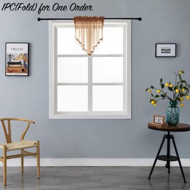 PearAge Cortinas transparentes con cenefa triangular para sala de estar, dobladillo para barra, cenefa de ventana de granja, ribete de abalorio con borlas para recámara, baño, cafetería, 51 x 24 pulgadas (café) 1 unidad