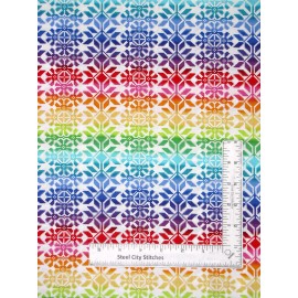 Andover Rainbow Ombre Geometric Fabric Floral White Wonderland Cotton Andover By Yard