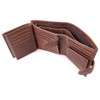 Genuine Leather Trifold Wallet RFID Blocking Anti Scan Zip (Coffee)