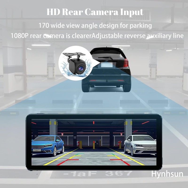 Hynhsun Portable Wireless Apple Carplay/Android Auto Screen for Car, 7"