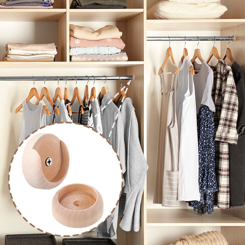 Weysat 40 Sets Closet Pole Socket Wooden Closet Rod Holders