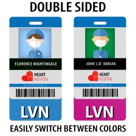 BadgeZoo LVN Badge Buddy - Pink/Blue with Medical Icons - Vertical Badge - by BadgeZoo - 5