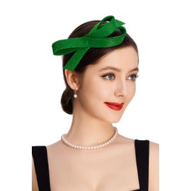 BABEYOND Fascinators Hats for Women - Tea Party Hat Kentucky Fascinator Derby Cocktail Bridal Wedding Ribbon Hair Clip Dark Green