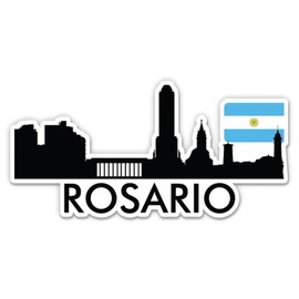 Squiddy Rosario Argentina City Skyline Country Flag - Vinyl Sticker (8" Wide)