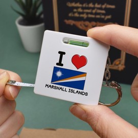 Azeeda 'I Love Marshall Islands' Keyring Tape Measure/Spirit Level Tool (KM00024319)