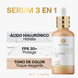PUREZA NATUR Serum hidratante Ácido hialurónico + FPS 30 + Color Elegant touch 50ml (N2 Medium)
