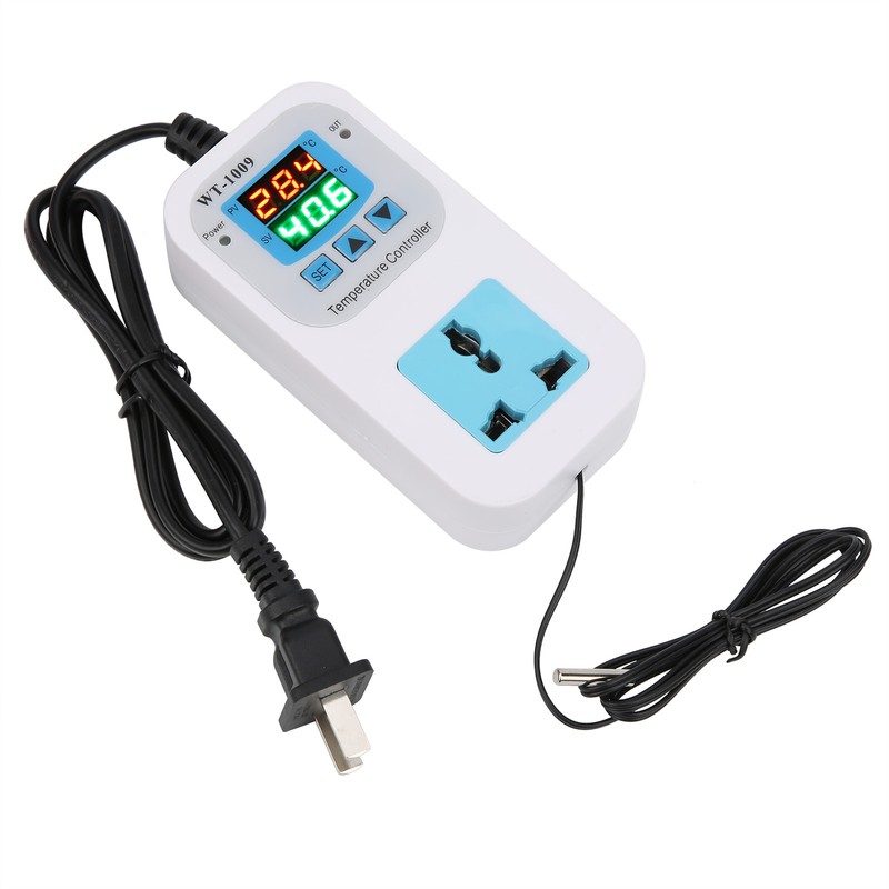 Temperature Controller Digital Dual Display Electronic Control Socket 10A WT‑1009