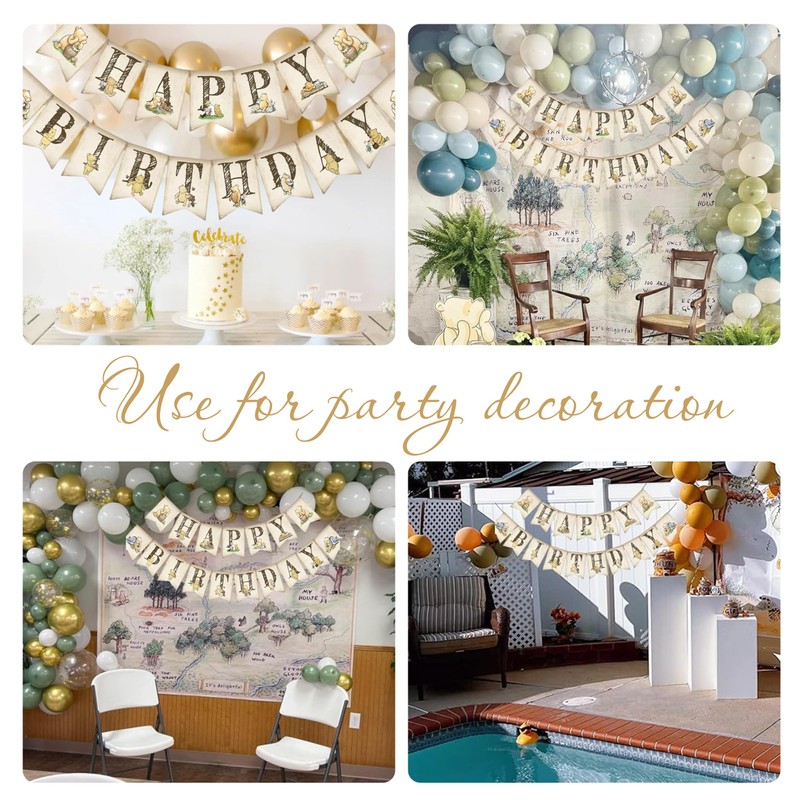 Classic Winnie Happy Birthday Banner - Adorable Party Decoration Supplies