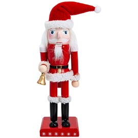 PRETYZOOM Christmas Nutcracker Decorations 25cm Wooden Santa Figure With Bell Christmas Santa Nutcracker Christmas Tree Ornaments Christmas Soldiers Figure Decor