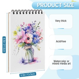 Kosiz 4 Pcs Watercolor Pad 5.5 x 8.5 Inch Watercolor Paper 140 Sheets,140lb/300g,top Wire Bound,Cold Press Watercolor Sketchpad for Watercolors, Mixed Media, Markers,Acrylic Art and Journaling