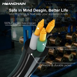 HUANCHAIN 3 Prong 30 Amp Generator Cord 10 Feet Heavy Duty,NEMA L5-30P/L5-30R 10 Gauge 125V SJTW Green Lock Generator Extension Cord Waterproof, ETL Listed