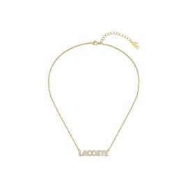 Lacoste 2040061 Necklace with Pendant for Women SCRIPT Collection in Yellow Gold Decorated with Crystals, Unit size, Stainless Steel, No Gemstone