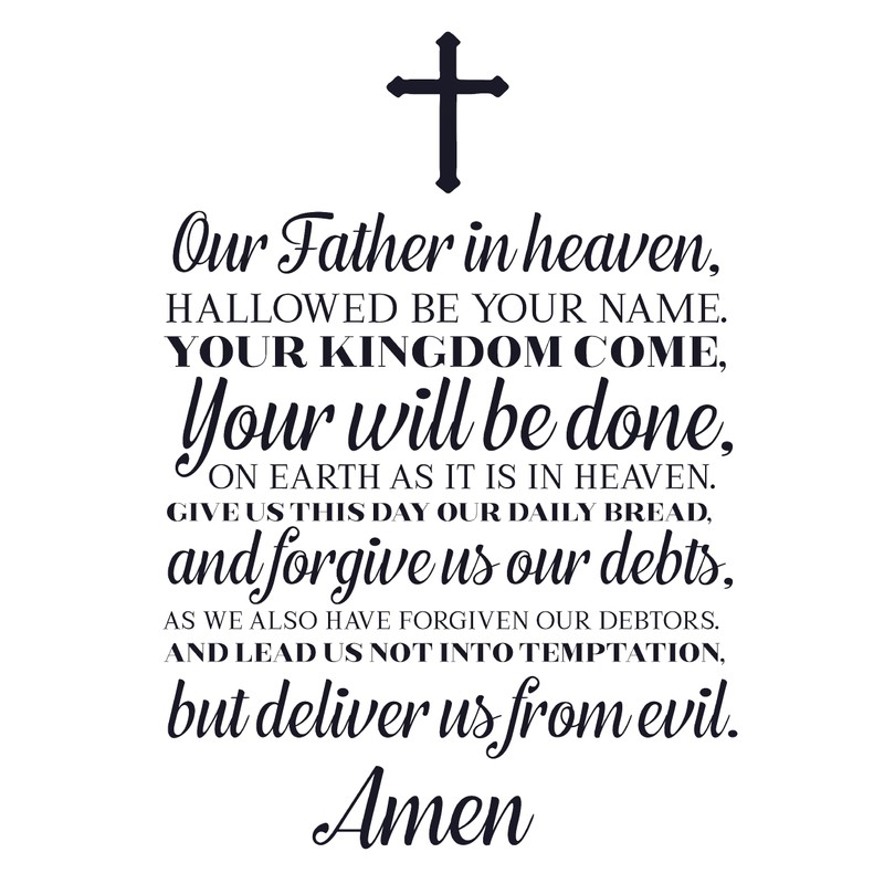 Fabric Panel 8"x8" Lord's Prayer Faith 100% Cotton Quilt Square